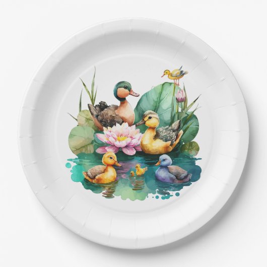 Niedliche Ententiere Pappteller (Vorderseite)