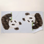 Niedliche Entspannte Asiatische Panda Bären Tierar Strandtuch (Vorderseite)