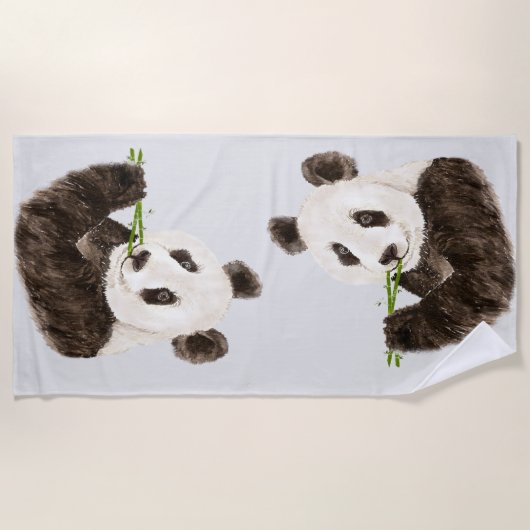 Niedliche Entspannte Asiatische Panda Bären Tierar Strandtuch (Vorderseite)