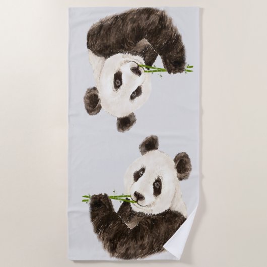Niedliche Entspannte Asiatische Panda Bären Tierar Strandtuch (Vorderseite)