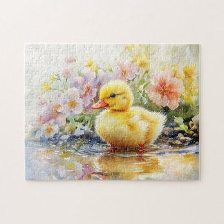 Niedliche Entwässerung mit Blume Wasserfarbe Puzzle