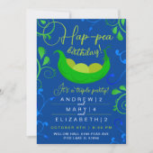 Niedliche Erbsen in einem Coolen blauen Triplets d Einladung (Vorderseite)