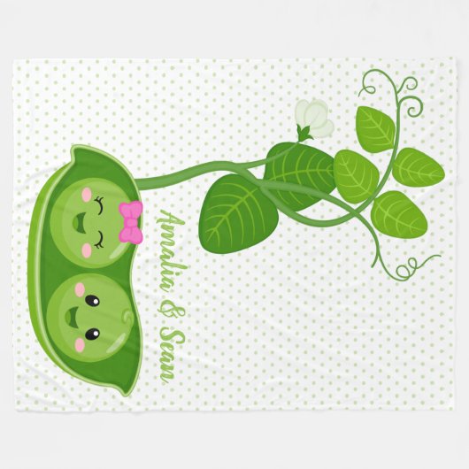 Niedliche Erbsen - wählen Sie die Hintergrundfarbe Fleecedecke (Vorderseite (Horizontal))