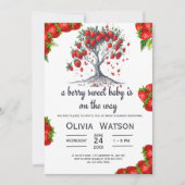 Niedliche Erdbeerbaum Berry Sweet Baby Dusche Einladung (Vorderseite)