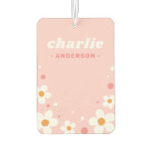 Niedliche Erdbeerblüte Retro-Schriftart Name hell Autolufterfrischer (Rückseite)