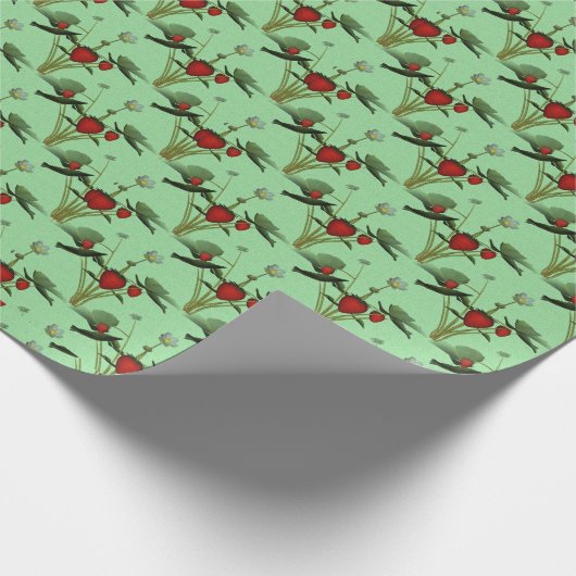 Niedliche Erdbeerdesign-Pflanze Geschenkpapier (Ecke)