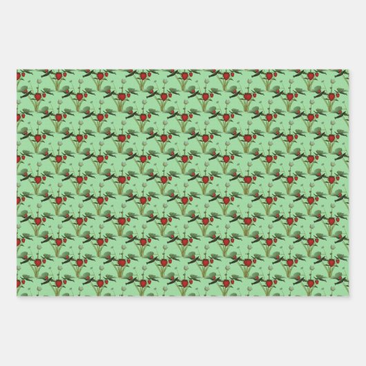 Niedliche Erdbeerdesign-Pflanze Geschenkpapier Set (Vorderseite 3)