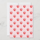 Niedliche Erdbeere 1. Geburtstag Foto Einladung (Rückseite)