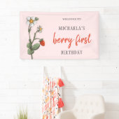 Niedliche Erdbeere Blume Berry Erster Geburtstag Banner (Insitu)
