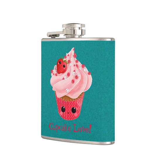 Niedliche Erdbeere Cupcake Flachmann (Links)