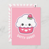 Niedliche Erdbeere Cupcake Postkarte (Vorne/Hinten)