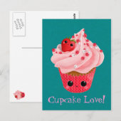 Niedliche Erdbeere Cupcake Postkarte (Vorne/Hinten)