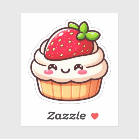Niedliche Erdbeere Cupcake Vinyl Stickers Aufkleber (Blatt)