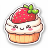 Niedliche Erdbeere Cupcake Vinyl Stickers Aufkleber (Vorderseite)