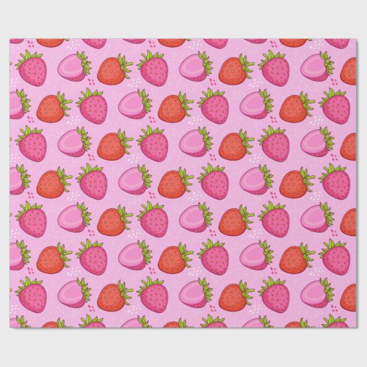 Niedliche Erdbeere Geschenkpapier (Flach)