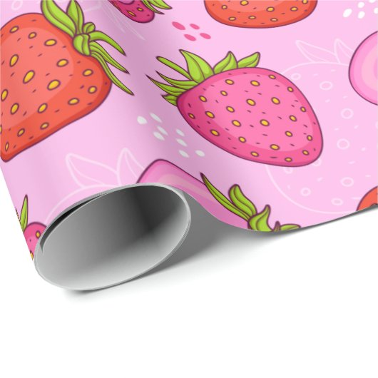 Niedliche Erdbeere Geschenkpapier (Rolleneckpunkt)