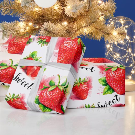 Niedliche Erdbeere Geschenkpapier (Feiertage)