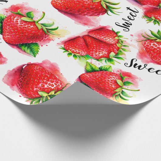 Niedliche Erdbeere Geschenkpapier (Ecke)