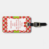 Niedliche Erdbeere Girly u. personalisiert Gepäckanhänger (Vorderseite horizontal)