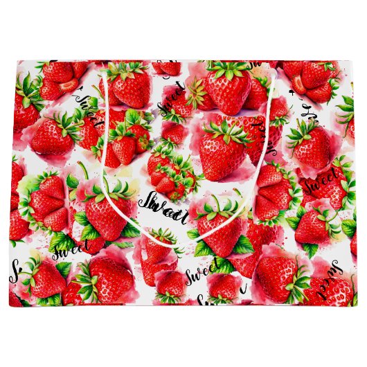 Niedliche Erdbeere Große Geschenktüte (Vorderseite)