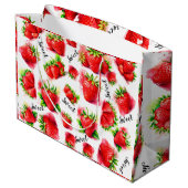 Niedliche Erdbeere Große Geschenktüte (Rückseite Schrägansicht)