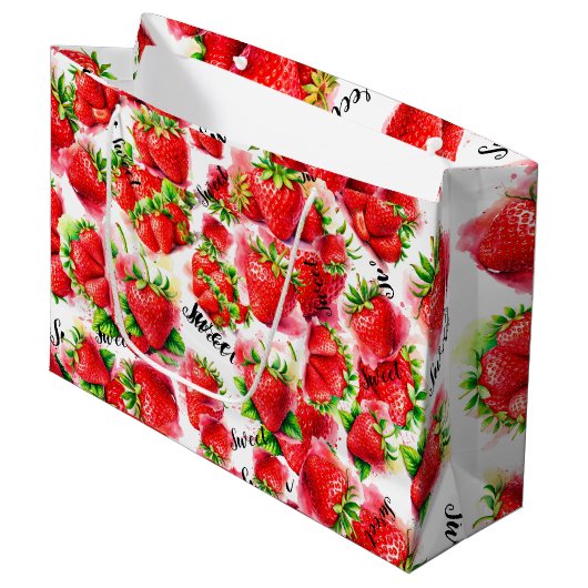 Niedliche Erdbeere Große Geschenktüte (Vorderseite Schrägansicht)
