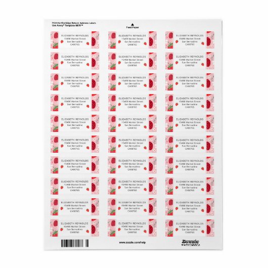 Niedliche Erdbeere und Blossom-Rücksendeadressen-A (Vorne)