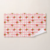 Niedliche Erdbeere und Blume auf einem rosa Gingha Badhandtuch Set (Handtuch)