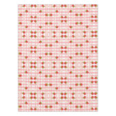 Niedliche Erdbeere und Blume auf einem rosa Gingha Tischdecke (Vorderseite)