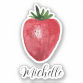 Niedliche Erdbeere Wasserfarbe Personalisiert Aufkleber (Vorderseite)