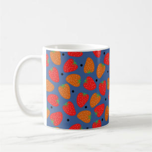 Niedliche Erdbeeren auf Blue Kaffeetasse