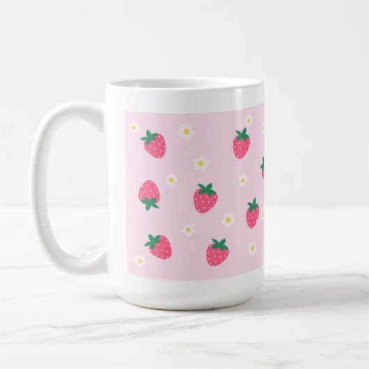 Niedliche Erdbeeren-Blume-Image-Tasse Kaffeetasse (Links)