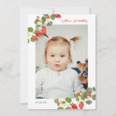 Niedliche Erdbeeren Blumenbeere 2. Geburtstag Einladung (Rückseite)