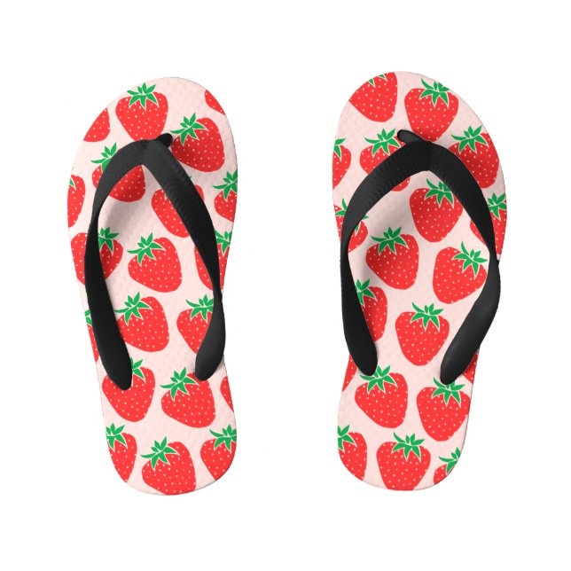 Niedliche Erdbeeren Flip Flops Kinderbadesandalen (Fußbett)