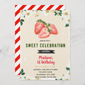 Niedliche Erdbeeren Geburtstagskarte Einladung (Vorne/Hinten)