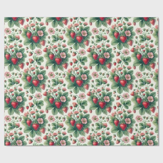 Niedliche Erdbeeren im Sommer Geschenkpapier (Flach)