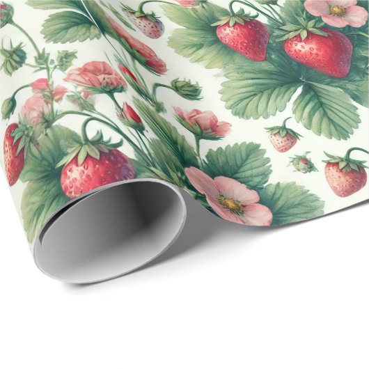 Niedliche Erdbeeren im Sommer Geschenkpapier (Rolleneckpunkt)
