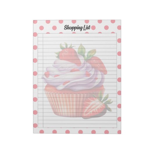 Niedliche Erdbeeren-Leckereien Einkaufsliste Notizblock (Rotiert)