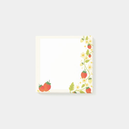 Niedliche Erdbeeren-Merkblätter Post-it Klebezettel (Vorderseite)