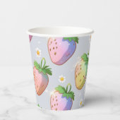 Niedliche Erdbeeren Regenbogen Geburtstagsparty Pappbecher (Rückseite)