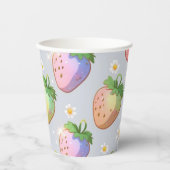 Niedliche Erdbeeren Regenbogen Geburtstagsparty Pappbecher (Vorderseite)