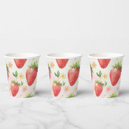 Niedliche Erdbeeren Regenbogen Geburtstagsparty Pappbecher