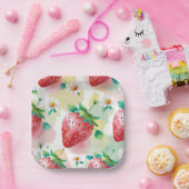 Niedliche Erdbeeren Regenbogen Geburtstagsparty Pappteller (Party)