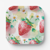 Niedliche Erdbeeren Regenbogen Geburtstagsparty Pappteller (Vorderseite)