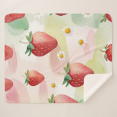 Niedliche Erdbeeren Regenbogen Geburtstagsparty Sherpadecke (Vorderseite (Horizontal))