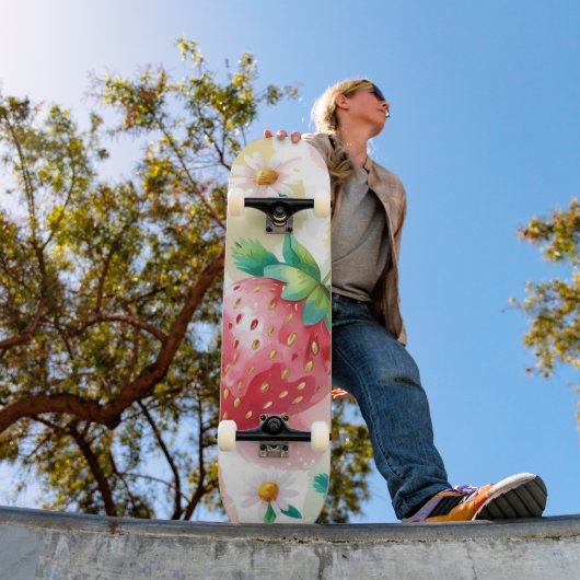 Niedliche Erdbeeren Regenbogen Geburtstagsparty Skateboard (Außenbereich 1)