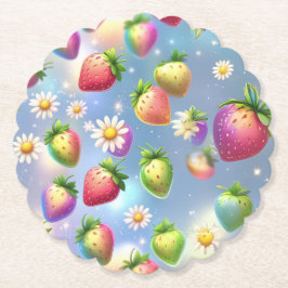 Niedliche Erdbeeren Regenbogen Geburtstagsparty Untersetzer