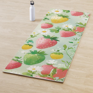 Niedliche Erdbeeren Regenbogen Geburtstagsparty Yogamatte