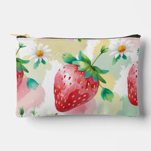 Niedliche Erdbeeren Regenbogen Geburtstagsparty Zubehörtasche (Vorderseite)