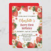 Niedliche Erdbeeren Regenbogenmuster 1. Einladung (Vorne/Hinten)